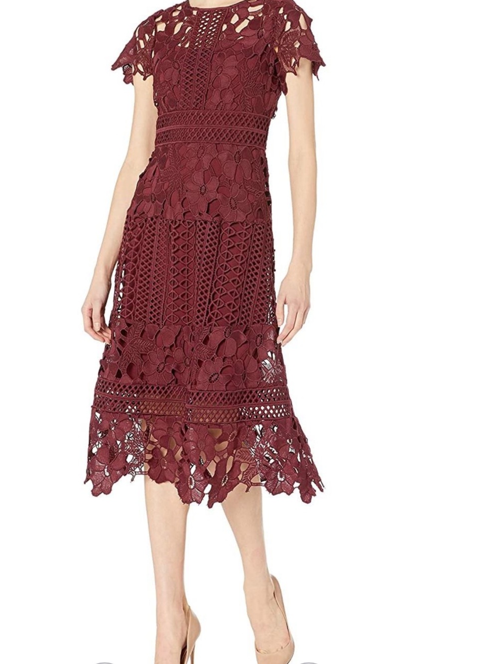 Erin Fetherston Women’s Burgundy Lace Midi Dress